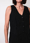 Serafina Collection Linen Blend Stripe Waistcoat, Black