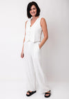 Serafina Collection Linen Blend Stripe Waistcoat, White