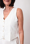 Serafina Collection Linen Blend Stripe Waistcoat, White