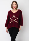 Serafina Collection One Size Star V Neck Jumper, Wine