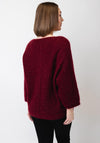 Serafina Collection One Size Star V Neck Jumper, Wine