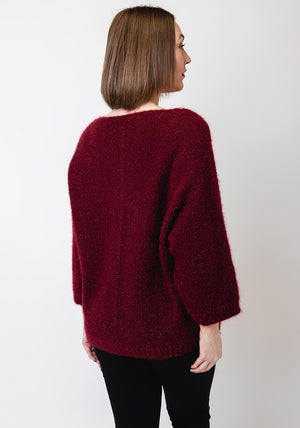 Serafina Collection One Size Star V Neck Jumper, Wine