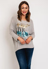 Serafina Collection One Size Metallic Print Sweater, Beige