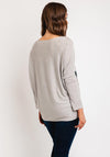 Serafina Collection One Size Metallic Print Sweater, Beige
