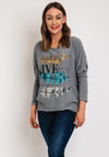 Serafina Collection One Size Metallic Print Sweater, Grey