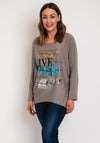 Serafina Collection One Size Metallic Print Sweater, Taupe