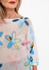 Serafina Collection One Size Floral Print Sweater, Beige