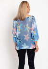 Serafina Collection One Size Floral Print Sweater, Blue