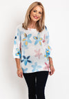 Serafina Collection One Size Floral Print Sweater, White