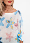 Serafina Collection One Size Floral Print Sweater, White
