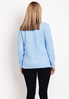 Serafina Collection V-Neck Cable Knit Sweater, Blue