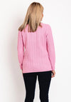 Serafina Collection V-Neck Cable Knit Sweater, Pink