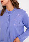 Serafina Collection Floral Embroidery Knit Cardigan, Lilac