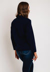 Serafina Collection Floral Embroidery Knit Cardigan, Navy