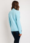 Serafina Collection Button Collar Cable Knit Sweater, Aqua