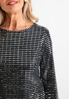 Leon Collection Glitter Cropped Sleeve Top, Silver