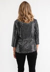 Leon Collection Glitter Cropped Sleeve Top, Silver