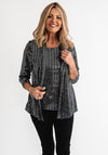 Leon Collection Glitter Layered Top, Silver