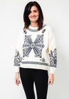 Serafina Collection One Size Floral Stitch Jumper, Beige