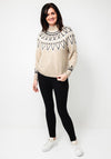 Serafina Collection One Size Fair Isle Knit Jumper, Beige