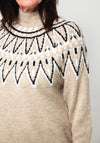 Serafina Collection One Size Fair Isle Knit Jumper, Beige