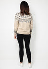 Serafina Collection One Size Fair Isle Knit Jumper, Beige