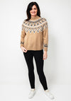 Serafina Collection One Size Fair Isle Knit Jumper, Brown