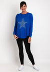 Natalia Collection One Size Fine Knit Star Print Sweater, Royal Blue