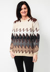 Serafina Collection One Size Zig Zag Knit Jumper, Beige