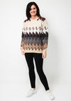 Serafina Collection One Size Zig Zag Knit Jumper, Beige