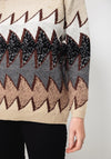 Serafina Collection One Size Zig Zag Knit Jumper, Beige