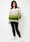 Serafina Collection One Size Zig Zag Knit Jumper, Green
