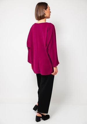 Serafina Collection One Size Zipped Tunic Top, Purple