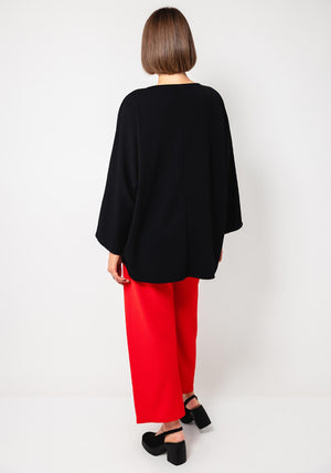 Serafina Collection One Size Zipped Tunic Top, Black