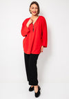 Serafina Collection One Size Zipped Tunic Top, Red