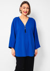 Serafina Collection One Size Zipped Tunic Top, Royal Blue
