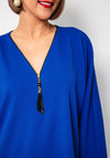 Serafina Collection One Size Zipped Tunic Top, Royal Blue
