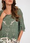 The Serafina Collection One Size Embroidered Top, Khaki