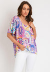 Serafina Collection One Size Crochet Fine Knit Top, Purple Multi