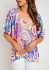 Serafina Collection One Size Crochet Fine Knit Top, Purple Multi