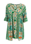 Serafina Collection Emily Print Tunic Knee Length Dress, Green Multi