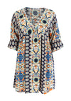 Serafina Collection Emily Print Tunic Knee Length Dress, Navy