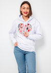 Serafina Collection Heart Print Oversized Hoodie, White