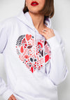 Serafina Collection Heart Print Oversized Hoodie, White