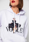 Serafina Collection Vogue Print Oversized Hoodie, White