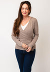 Serafina Collection One Size Wrap Cardigan, Taupe