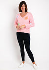 Serafina Collection One Size Knitted Flower Applique Sweater, Rose