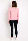 Serafina Collection One Size Knitted Flower Applique Sweater, Rose