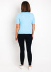 Serafina Collection One Size Knitted Flower Applique Sweater, Blue