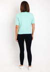 Serafina Collection One Size Knitted Flower Applique Sweater, Green